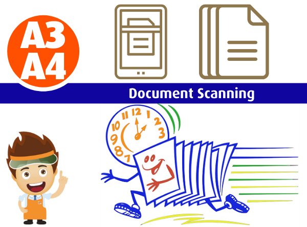 A4 & A3 size - Document Scanning - Colour & Black and white