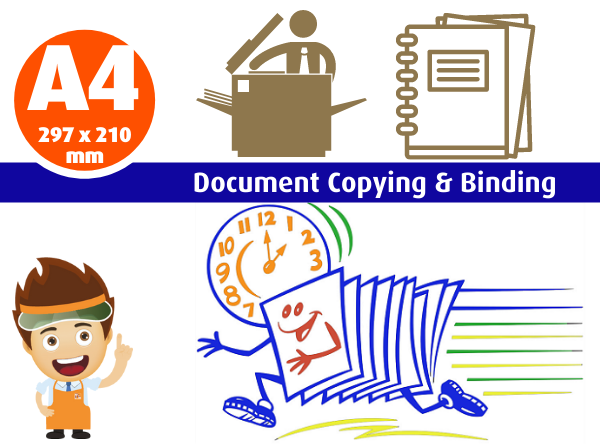 A4 size - Document Copying & Binding - Colour & Black and white