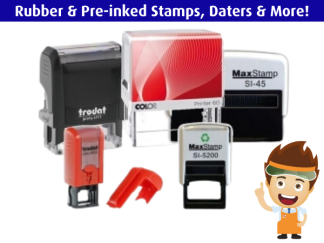 Rubber & Pre-inked Stamps, Daters & More!