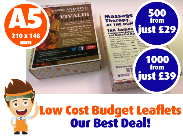 Low Cost Budget Leaflets - Our Best Deal! - John Brailsford Printers - 500 £29 & 1000 £39