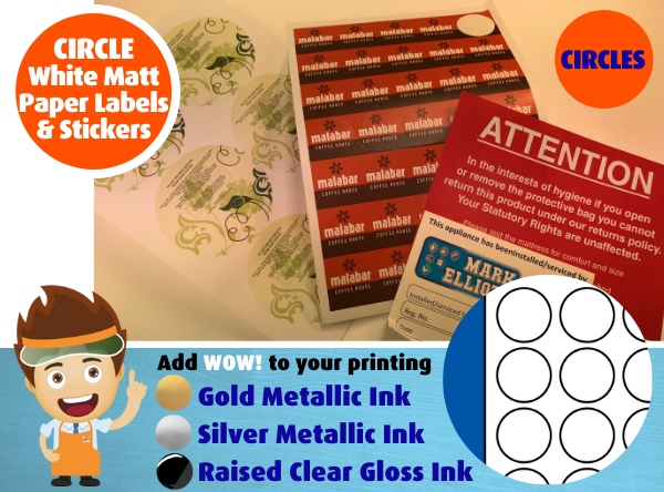 Circle White Matt Paper Labels & Stickers - John Brailsford Printers