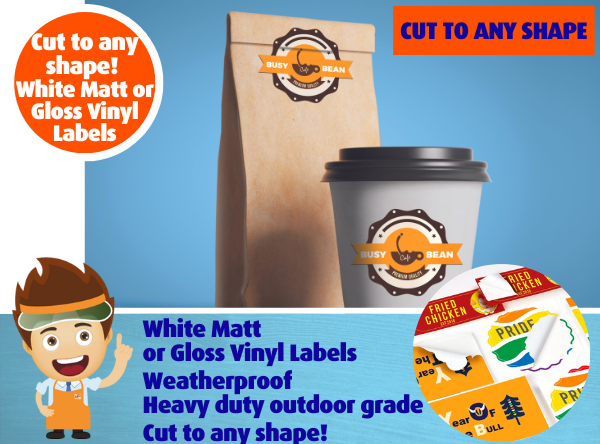 Cut to shape! White Matt or Gloss Heavy Duty Outdoor Grade Vinyl Labels