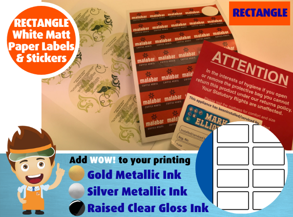 Rectangle White Matt Paper Labels & Stickers - John Brailsford Printers